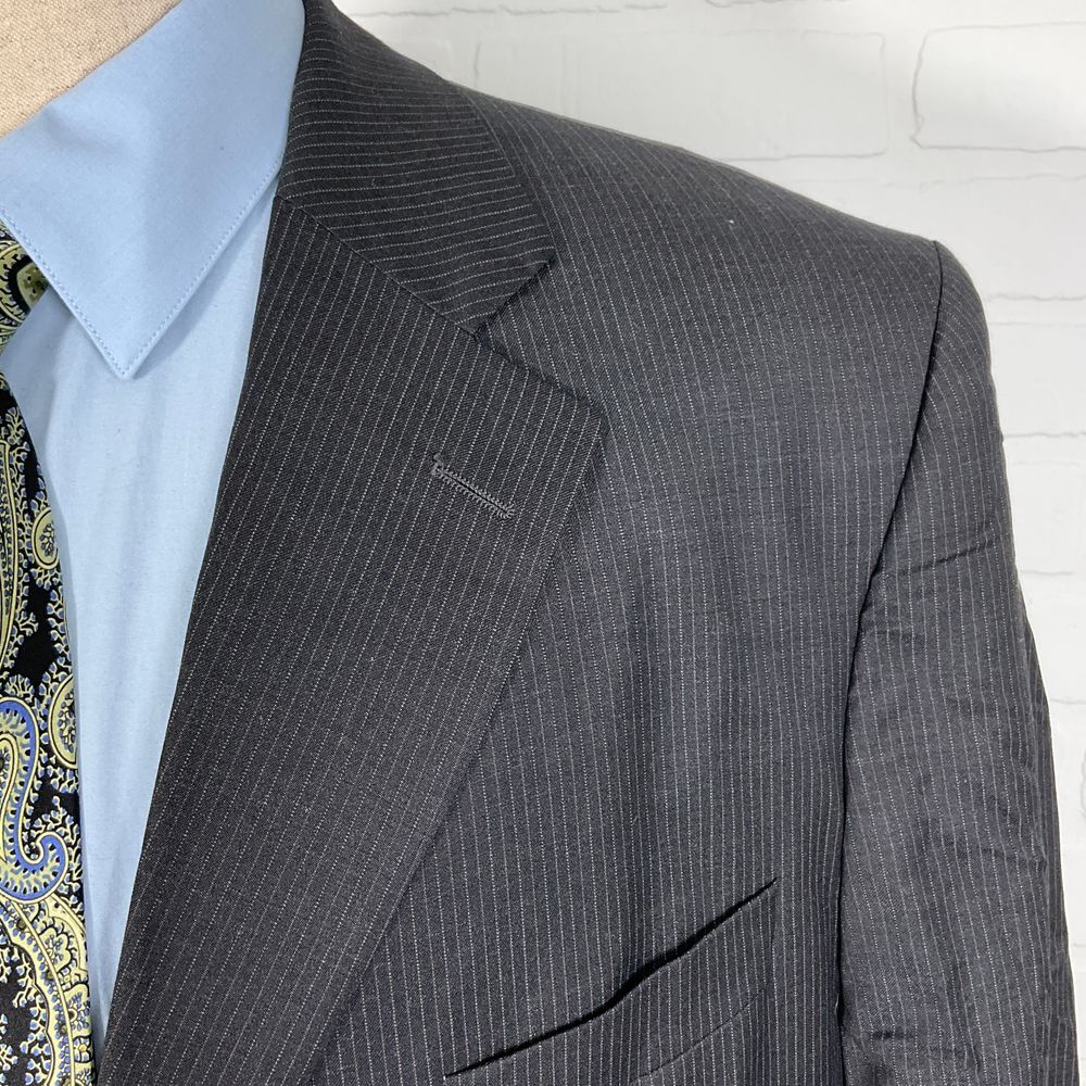 Jack Victor Blazer Men 48R Dark‎ Gray Pinstripe Venice Super 120s Wool Classic